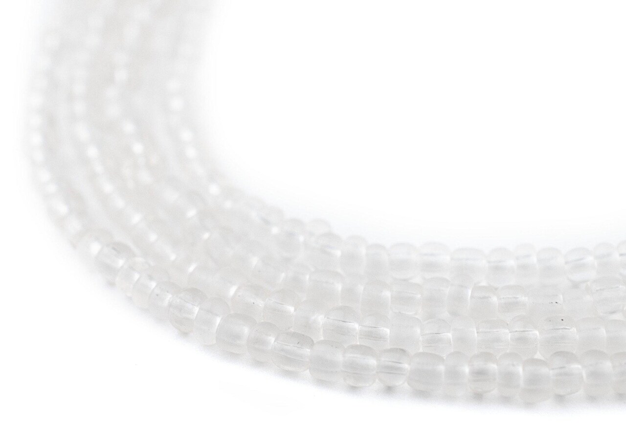 The Bead Chest Clear Matte Glass Seed Beads (3mm) - 24 inch Strand of Quality Glass Beads